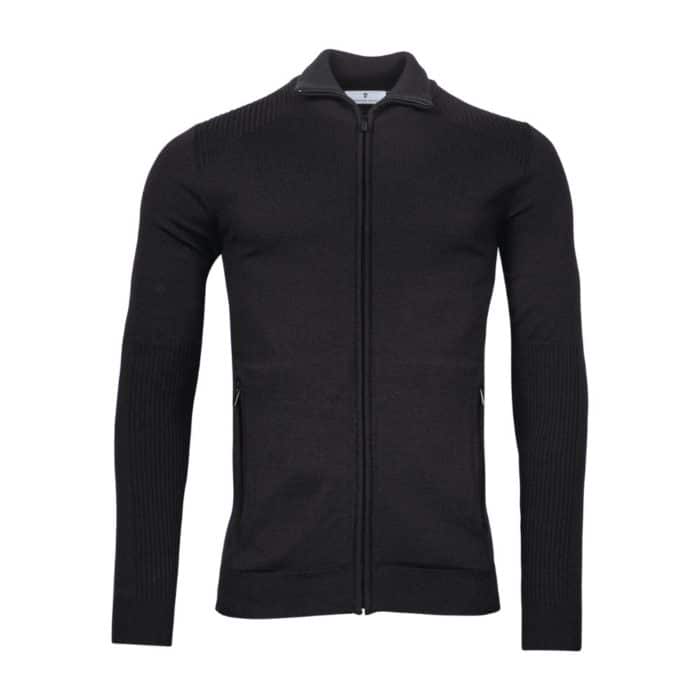 Thomas Maine Merino Wool Black Full Zip Menswear Online