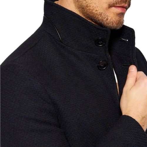 ROY ROBSON STAND UP COLLAR NAVY OVERCOAT | Menswear Online