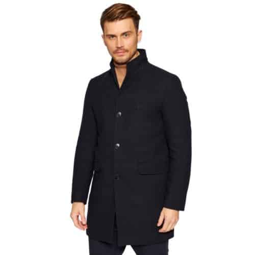 ROY ROBSON STAND UP COLLAR NAVY OVERCOAT | Menswear Online