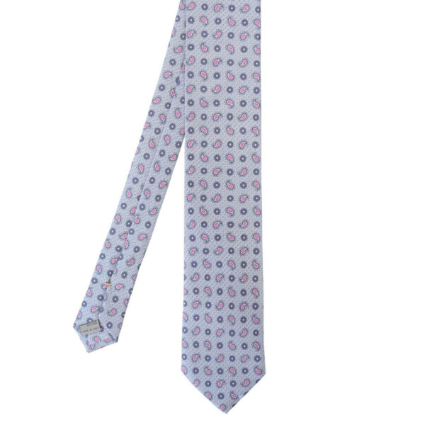 CANALI Silver Paisley Leaf Tie 2