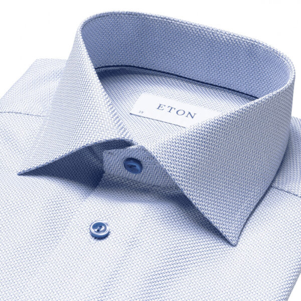 ETON SHIRT ZIG ZAG KING TWILL SHIRT BLUE collar