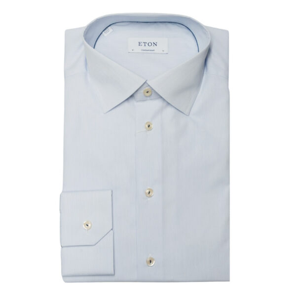 Eton Micro Striped Light Blue Shirt