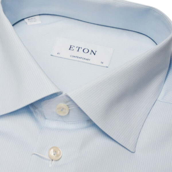 Eton Micro Striped Light Blue Shirt collar