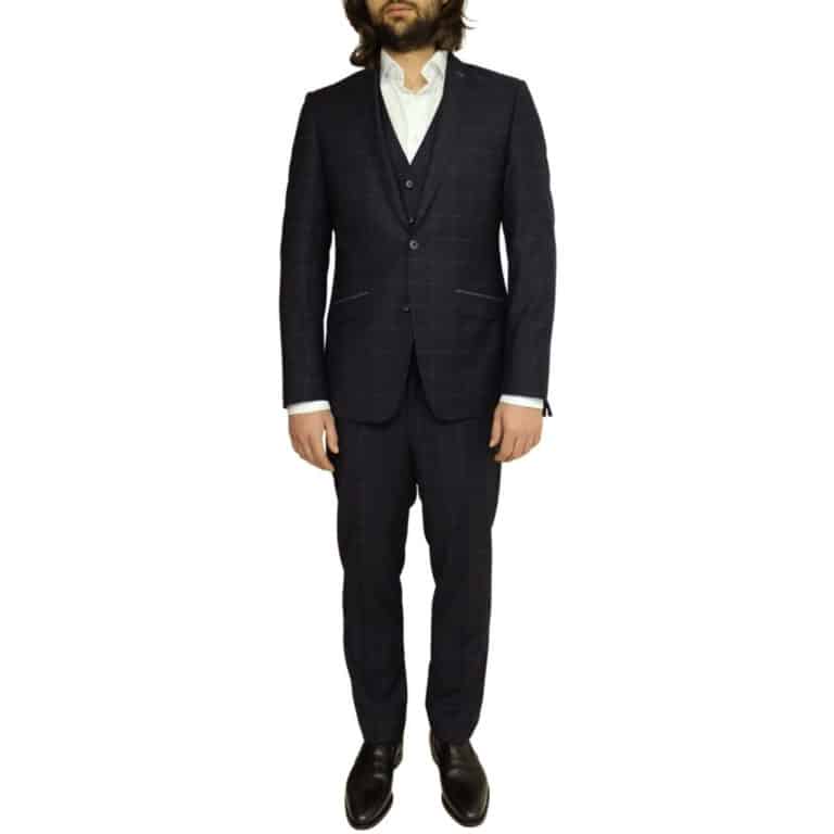 ROY ROBSON WINDOWPANE NAVY THREE PIECE SUIT | Menswear Online