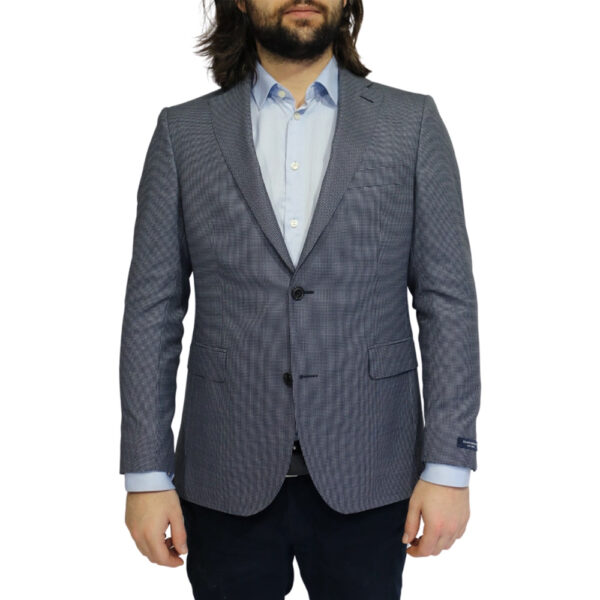 EDUARD DRESSLER Light Grey Fine Check Smart Jacket