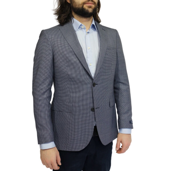 EDUARD DRESSLER Light Grey Fine Check Smart Jacket - Image 2