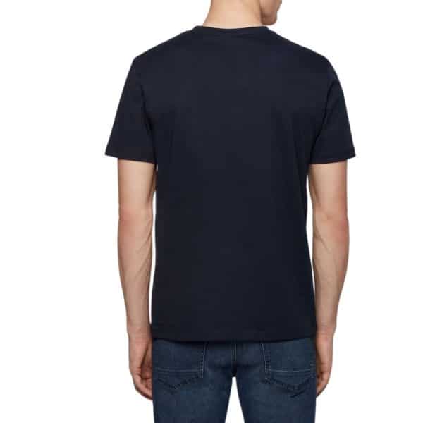 BOSS Navy Crew neck T shirt in single jersey cotton rear