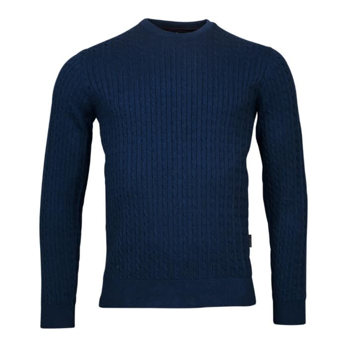 Baileys Cable Knit Navy Jumper | Menswear Online