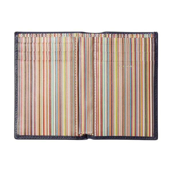 PAUL SMITH BLACK CREDIT CARD WALLET WITH INSIDE SIGNATURE STRIPE PATTERN - Image 2