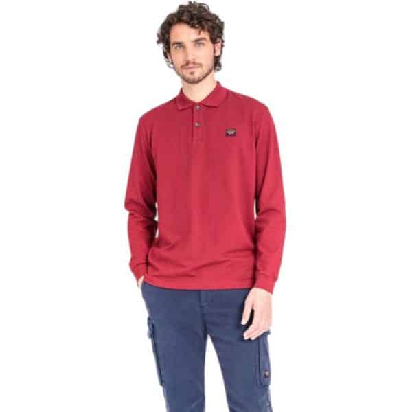 Paul Shark Organic Cotton Pique Dark Wine Long Sleeve Polo 2