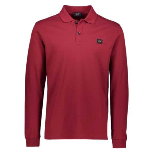 Paul Shark Organic Cotton Pique Dark Wine Long Sleeve Polo