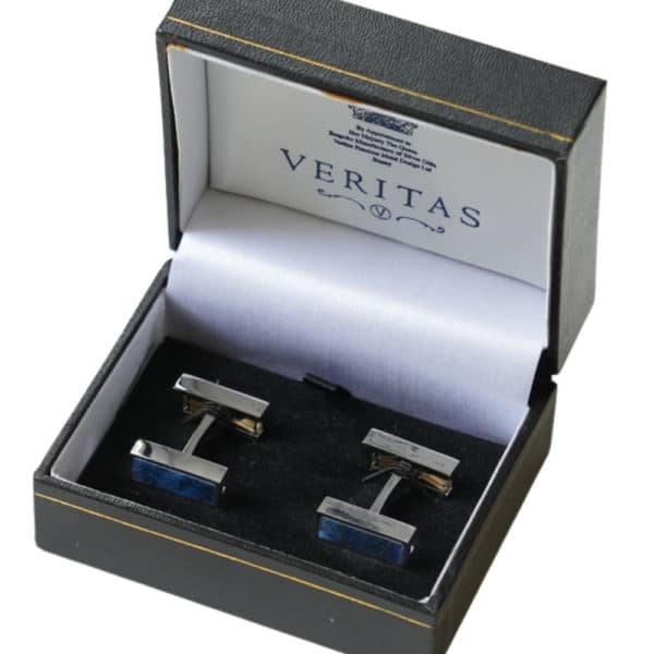 VERITAS BLUE LAPIS FOLDING CUFFLINKS