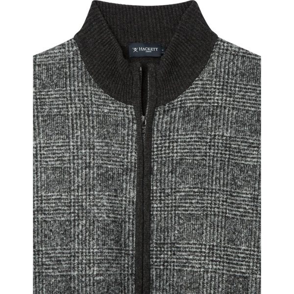 hackett woven front full zip sweater3