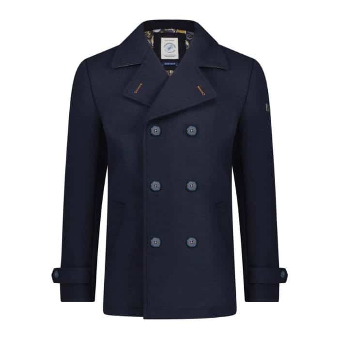 A Fish Named Fred Navy Short Pea Coat | Menswear Online