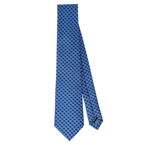 Adinkra Mpatapo hand-finished Blue silk tie - Image 2