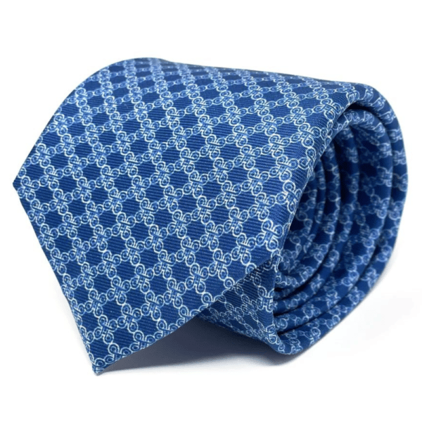 Adinkra Mpatapo hand-finished Blue silk tie