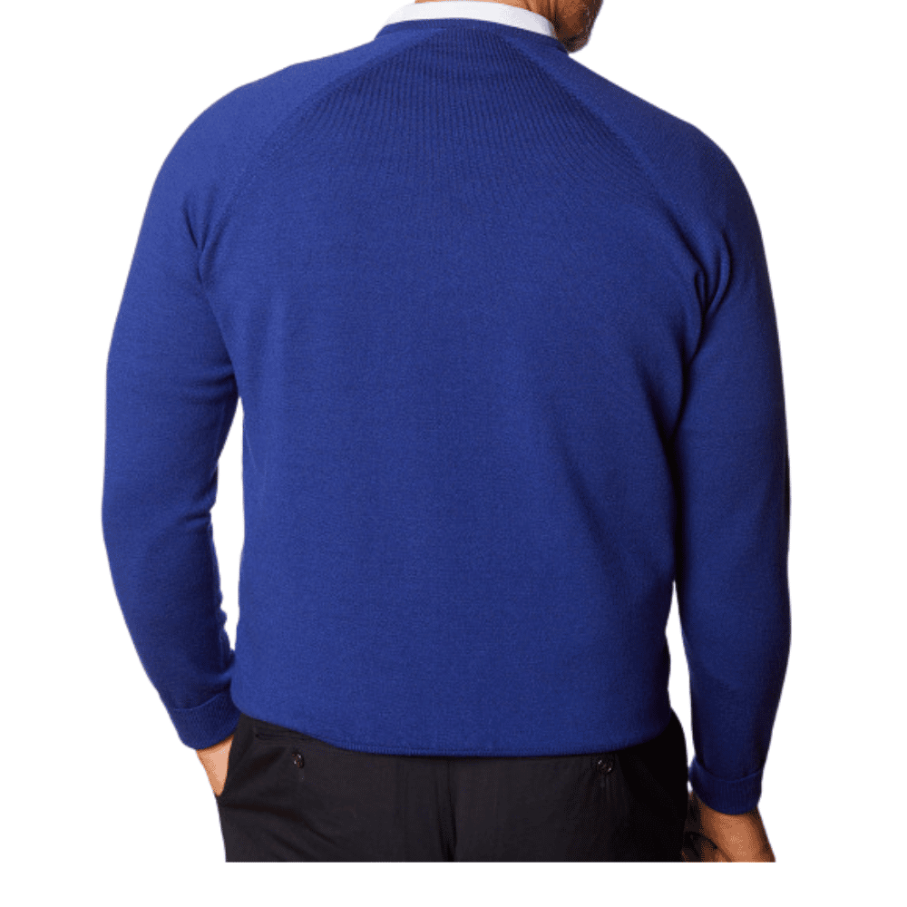 Glenbrae MERINO Azure Blue V-NECK | Menswear Online