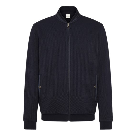 BUGATTI Structured Full Zip Navy Sweatshirt | Menswear Online