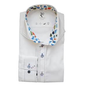 R2 Amsterdam Multi Coloured Stitched White Shirt Menswear Online