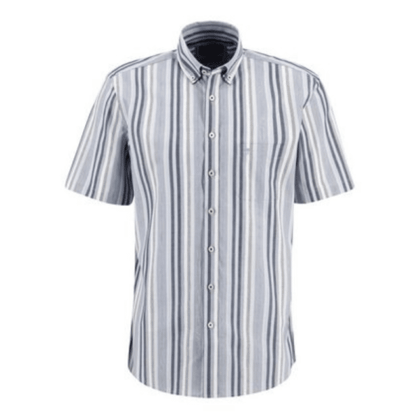 Fynch-hatton Light Blue/Navy Lightweight Spring/Summer Short Sleeved Striped Shirt