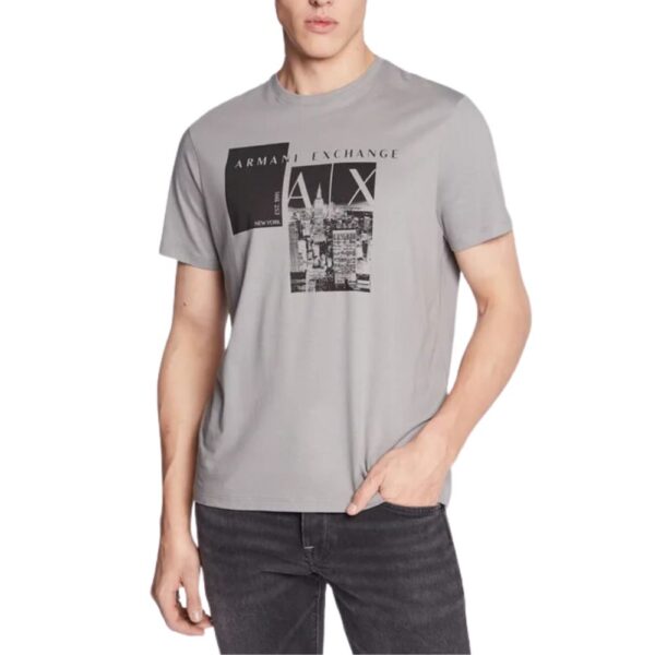 Armani Exchange Organic Cotton Regular Fit Graphic Grey T Shirt 1