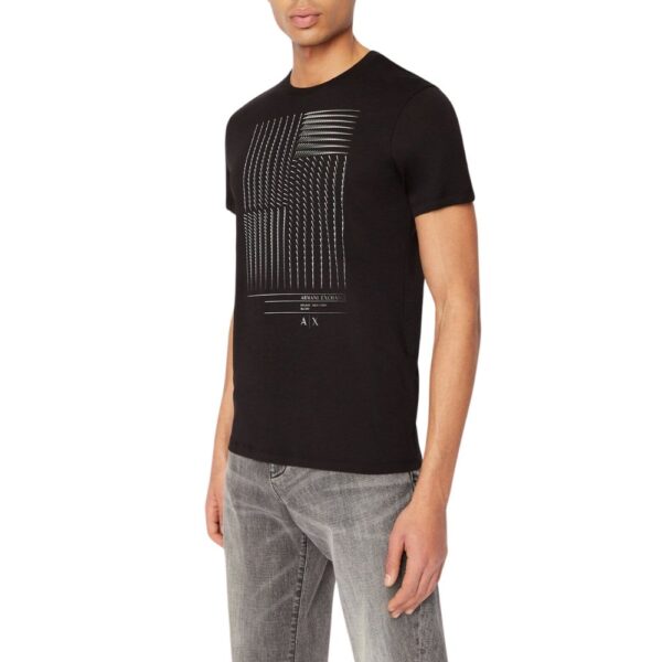 Armani Exchange Slim Fit Stretch Jersey Cotton Logo Black T Shirt 1