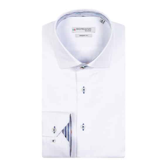 Giordano Maggiore Striped Trim White Shirt | Menswear Online