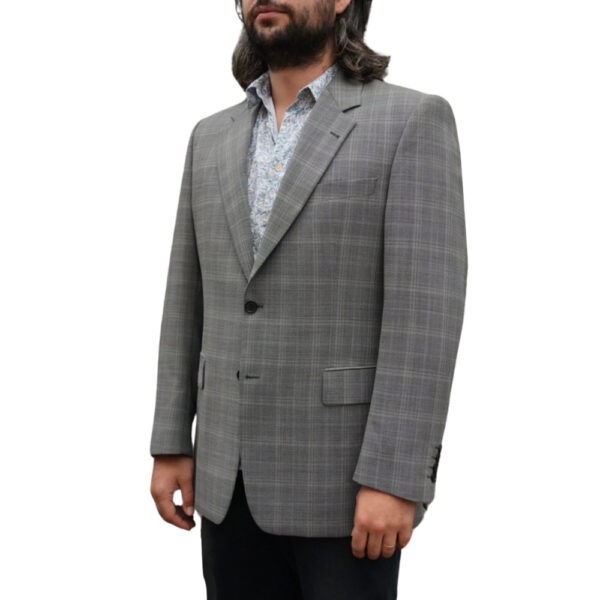 Warwicks grey blue windowpane wool jacket