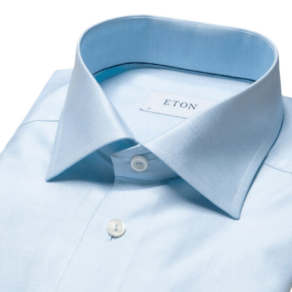 ETON SLIM FIT ROYAL TWILL LIGHT BLUE SHIRT collar