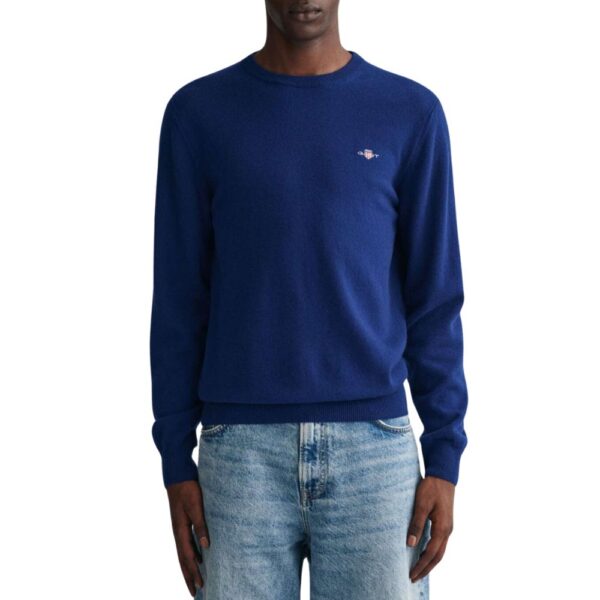 GANT SUPERFINE LAMBSWOOL BLUE CREW NECK SWEATER