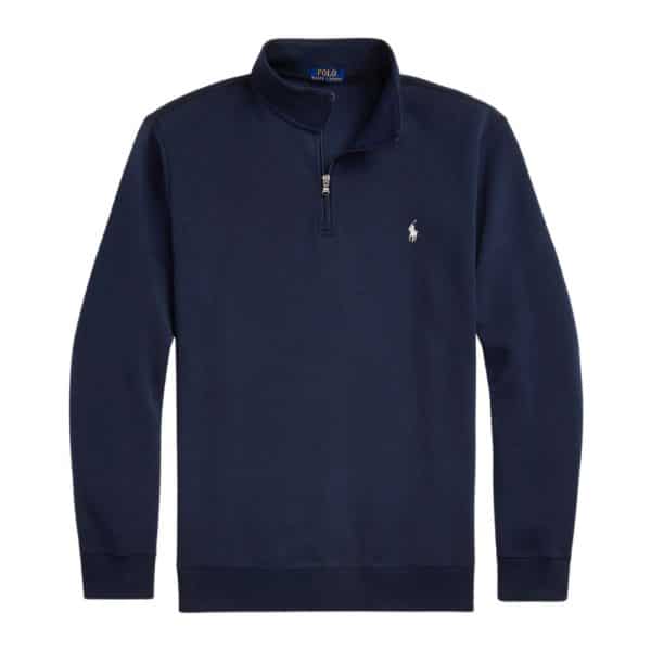 POLO RALPH LAUREN DOUBLE-KNIT QUARTER ZIP PULLOVER NAVY