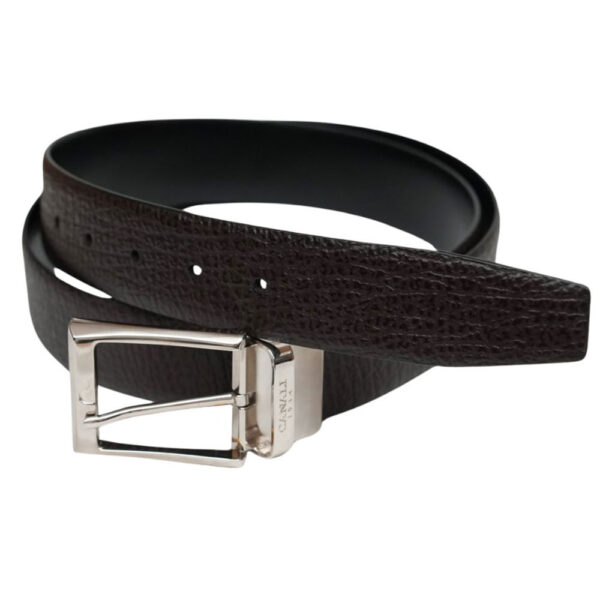 Canali Black Belt with Crocodile Pattern