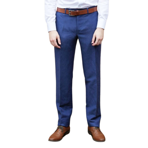 Canali Exclusive Silk Linen Royal Blue Trousers front