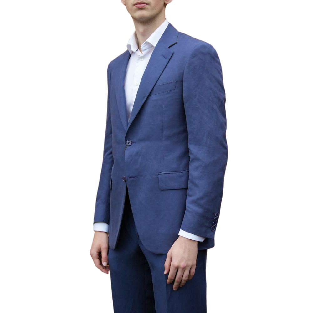 Canali Exclusive Silk and Linen Royal Blue Jacket side