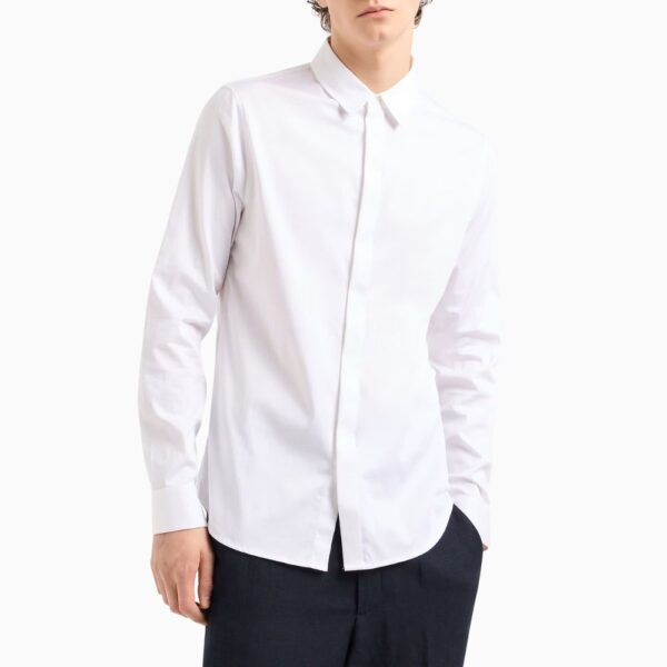 Armani Exchange Concealed Button Front White Shirt