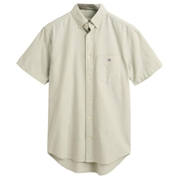 GANT Regular Fit Pale Green Short Sleeve Oxford Shirt 1