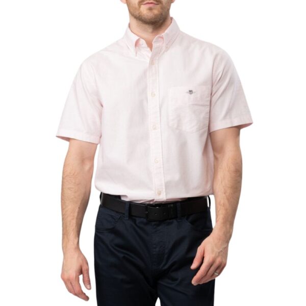 GANT Regular Fit Pink Short Sleeve Oxford Shirt