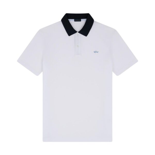 Paul Shark Seersucker Strip Detail Cotton Pique White Polo