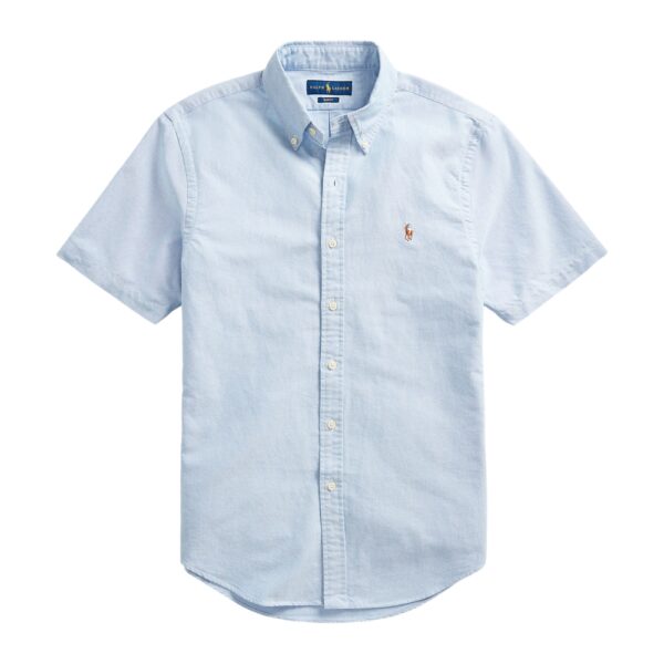 Polo Ralph Lauren Slim Fit Oxford Button Down Short Sleeve Blue Shirt