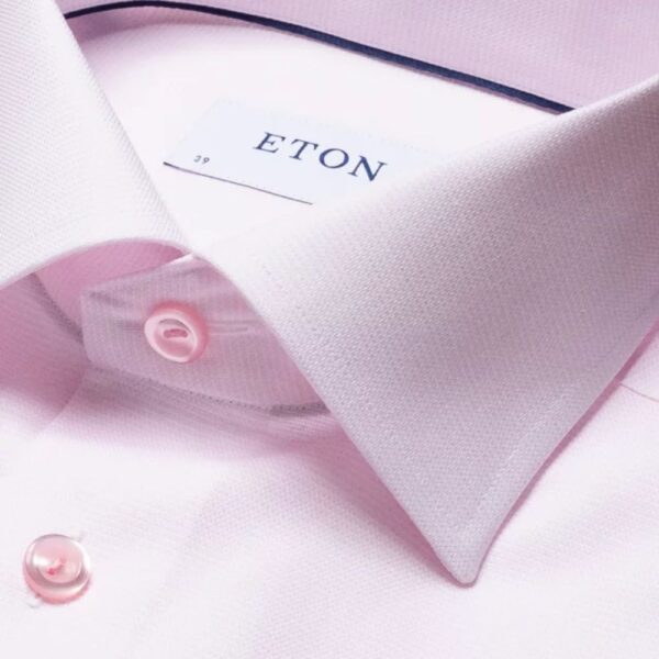 Eton Super Fine Ribbed Contemporary Fit Pink Shirt collar