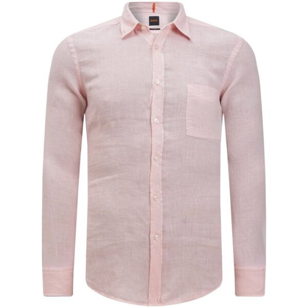 BOSS Regular Fit Relegant Pink Linen Shirt