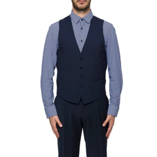 BOSS Slim Fit Navy Waistcoat In Virgin Wool