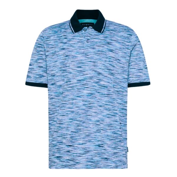 Bugatti Cotton Knit Degrade Stripes Blue Polo Shirt