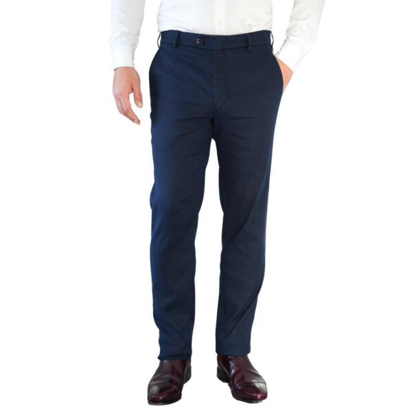 MEYER EXCLUSIVE BONN NAVY LINEN TROUSERS