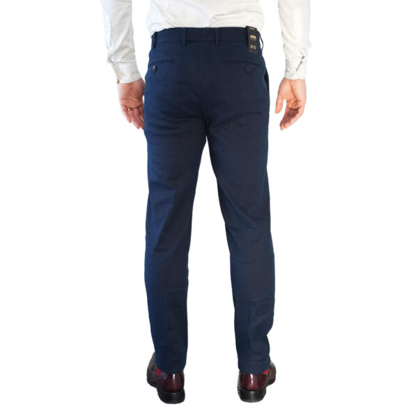 MEYER EXCLUSIVE BONN NAVY LINEN TROUSERS back