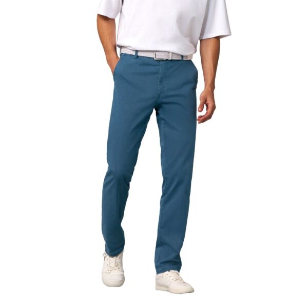 Meyer Chicago Textured Washed Blue Chinos 1