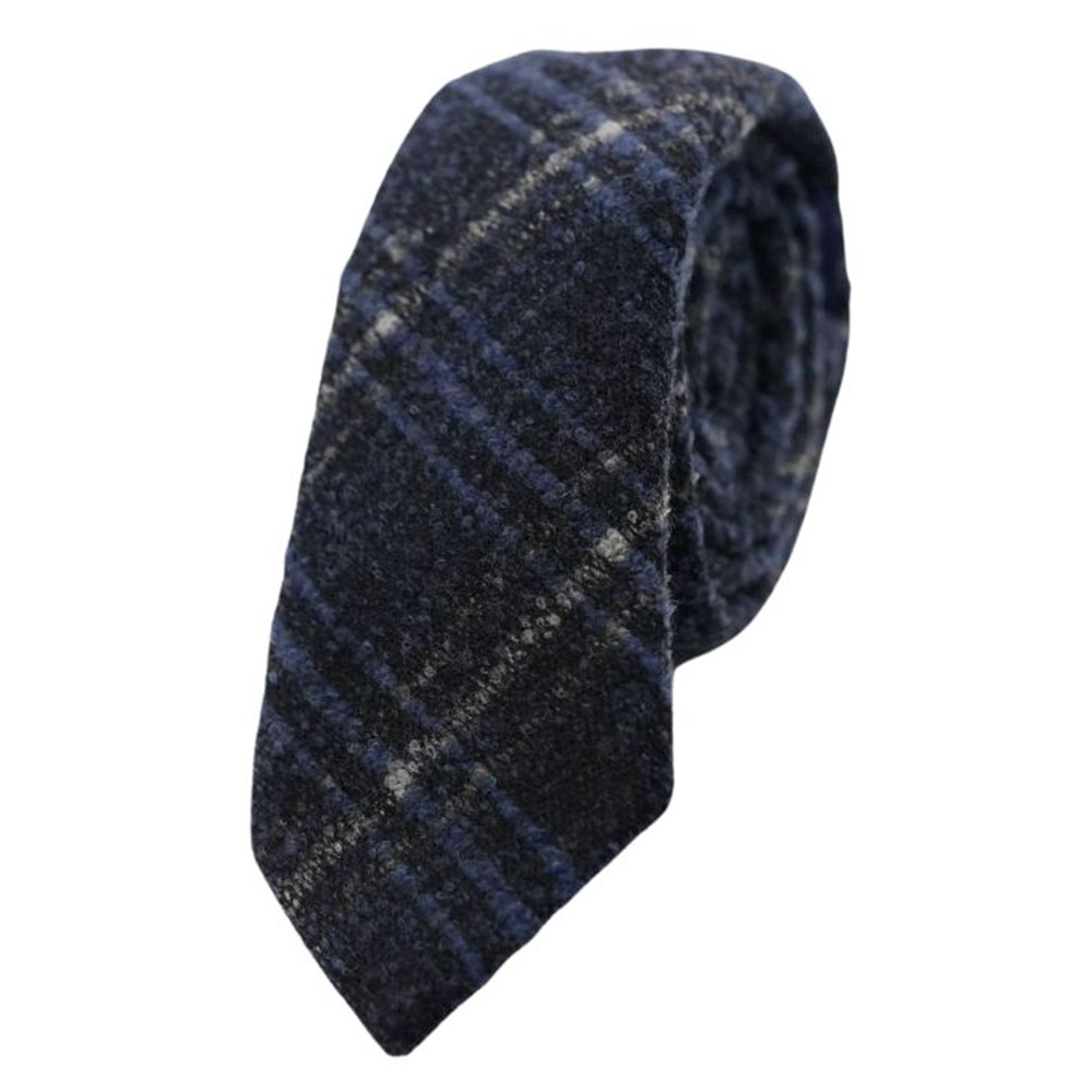 WARWICKS Wool Heavy Check Navy Tie