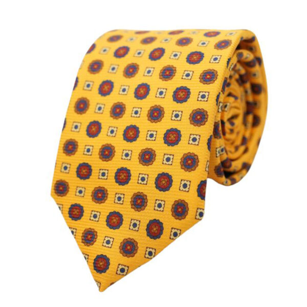 WARWICKS Yellow Tie with Medallion Pattern