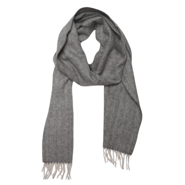 Amanda Christensen Herringbone Wool Grey Scarf 2