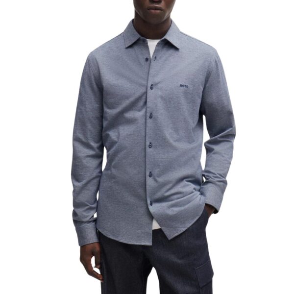 BOSS Slim Fit Shirt in Melange Cotton Pique